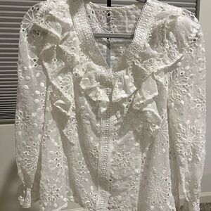 Chicwish White Floral Lace Blouse